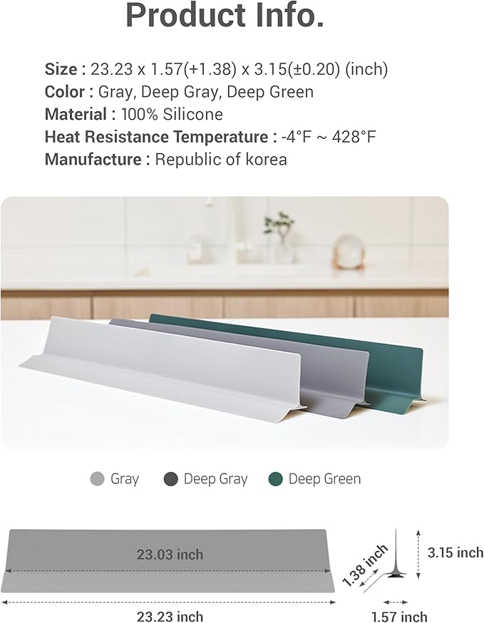 23 inches 100% Premium Silicone Kitchen Sink Splash Guard - Non Slip Strong Suction, Durable, and Easy-to-Clean Splash Protector for Mess-Free Cooking and Dishwashing (Deep Gray)
