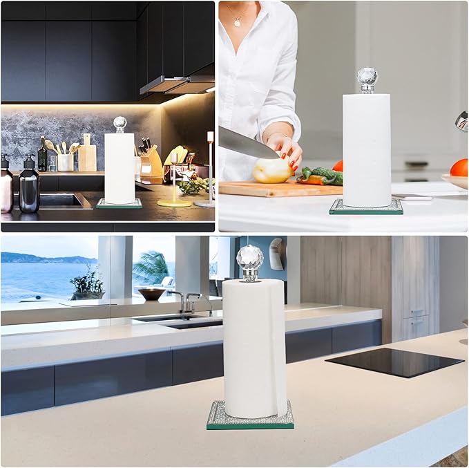 Crystal Paper Towel Holder Countertop Bling Silver Paper Towel Holder Stand