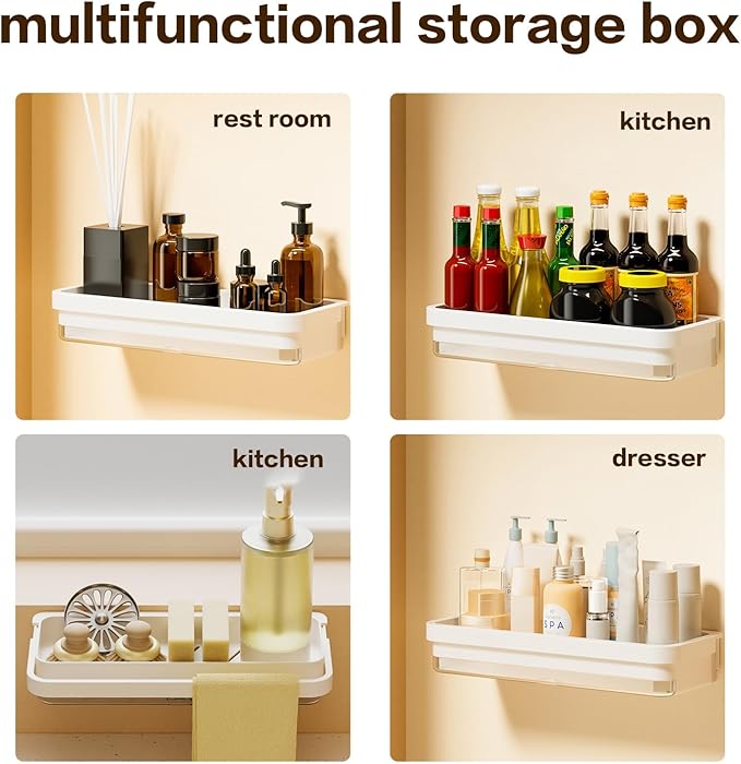 Kitchen sink organizer, wall mounted, with drain pan and sponge holder, no need for drilling installation