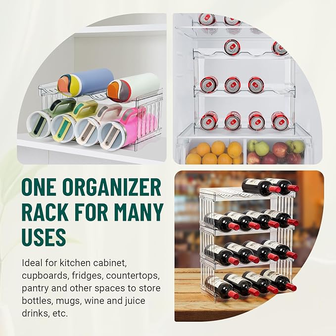 Large Tumbler Organizer for 8 Stanley Cup, Kitchen Organizers and Storage for Stanley Cup Accessories, Stackable Water Bottle Organizer Fits 20/30/40 oz Cup, Good for Fridge Kitchen Storage
