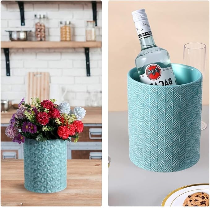 Ceramic Utensils Holder,Extra Large Stable Ceramic Cooking Tool Organizer Set for Kitchen,For Countertop ,Blue