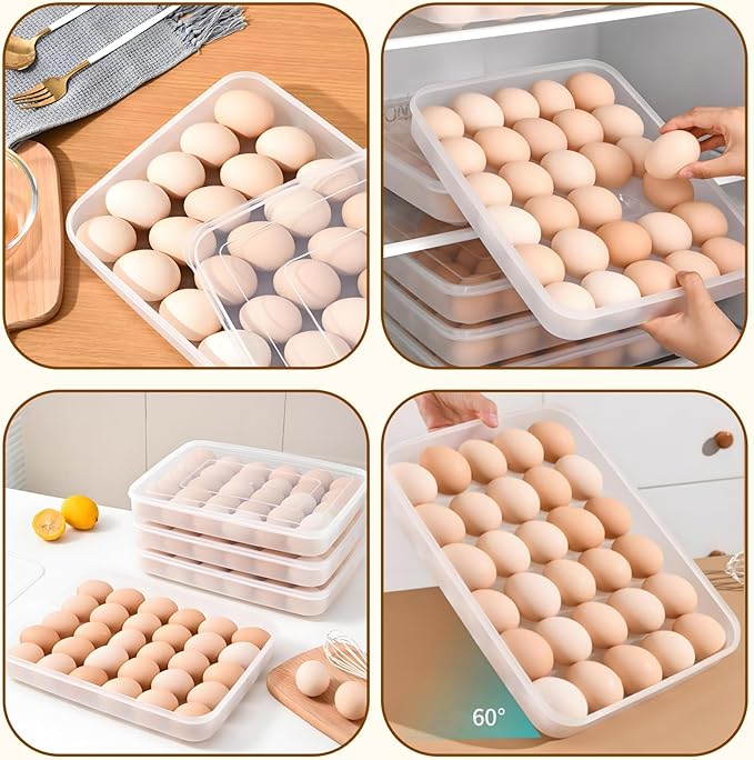 3 Pack Deviled Egg Containers with Lid, 90 Slot Plastic Egg Holder for Refrigerator, Clear Storage Egg Carrier Tray Stackable Egg Dispense for Party, Easter, Travel, Camping