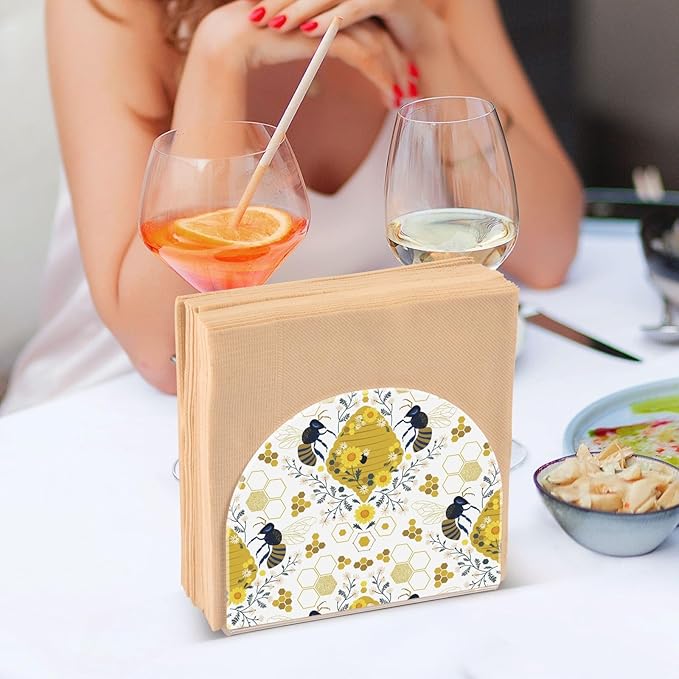 Bee Hive Honeycomb Daisy Flower Napkin Holder for Table Paper Napkins Holder Acrylic Tissue Dispenser Kitchen Dining Room Bathroom Party Car Decor