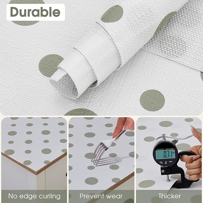 ALIUNI Drawer and Shelf Liner, Non-Slip Kitchen Cabinet Liners Non-Adhesive Thick Strong Grip Waterproof Washable Mats Protect Dresser Shelves Cupboard Bathroom Cabinets, Polka Dot, 24 in X 30 FT