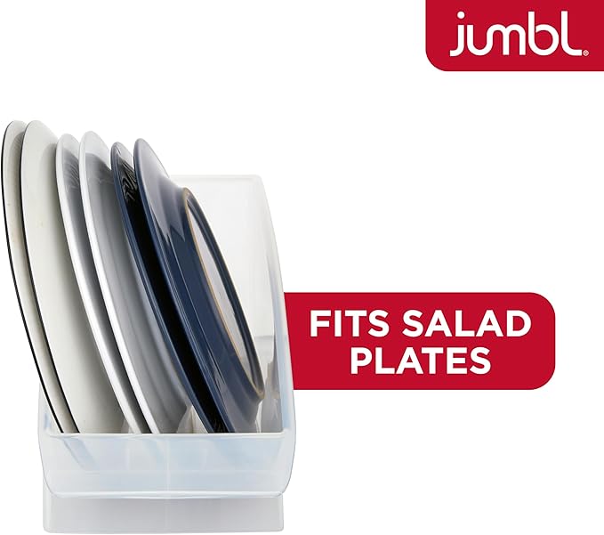 Jumbl 10-Inch Veritcal Salad Plate, Dessert Plate Holder, Cabinet Space Saver and Organizer, Plastic Plate Cradle pefect for small cabinet storage, RV's, apartments. Comes with 1 Cradle