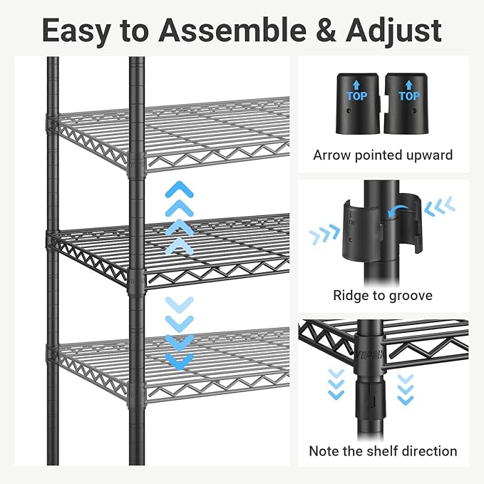 VIPEK R3C Plus Garment Rack Rolling Clothes Racks with Locking Wheels, Heavy Duty Clothing Rack Portable Closet with Adjustable Shelves & Side Hooks, Black Rack with Grey Upgraded Polyester Cover