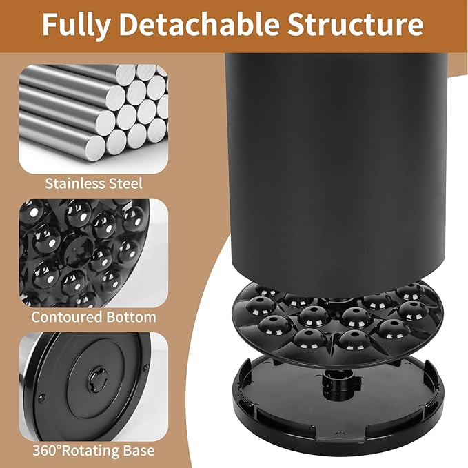 Extra Large Kitchen Utensil Holder, 360° Rotating Stainless Steel Cooking Utensil Holder for Countertop, 3 Compartment Flatware Organizer & Cooking Caddy with Removable Base(Black)