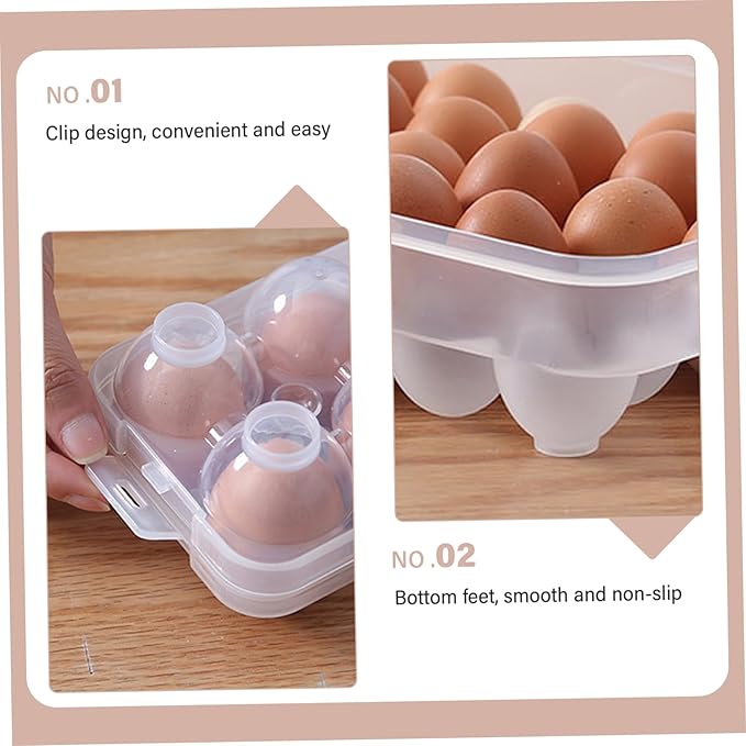 Deviled Egg Containers with Lid, 10 Slots Clear Egg Holder for Fridge Storage Portable Deviled Tray with Snap Lock Stackable Reusable Plastic Tray for Eggs