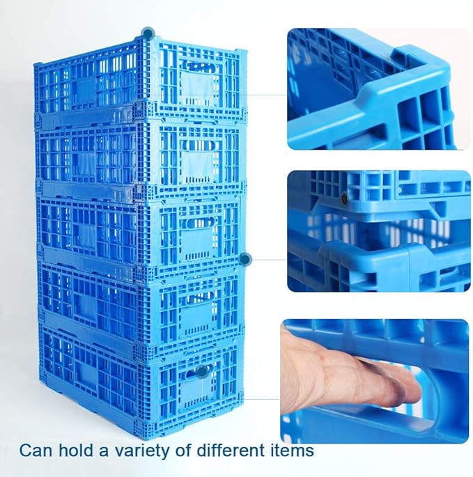 QTJH Collapsible Storage Bin/Containe,43 Liter Transfer box,crate Transit storage of various items (23.6" L x 15.7" W x 7.1" H-two)