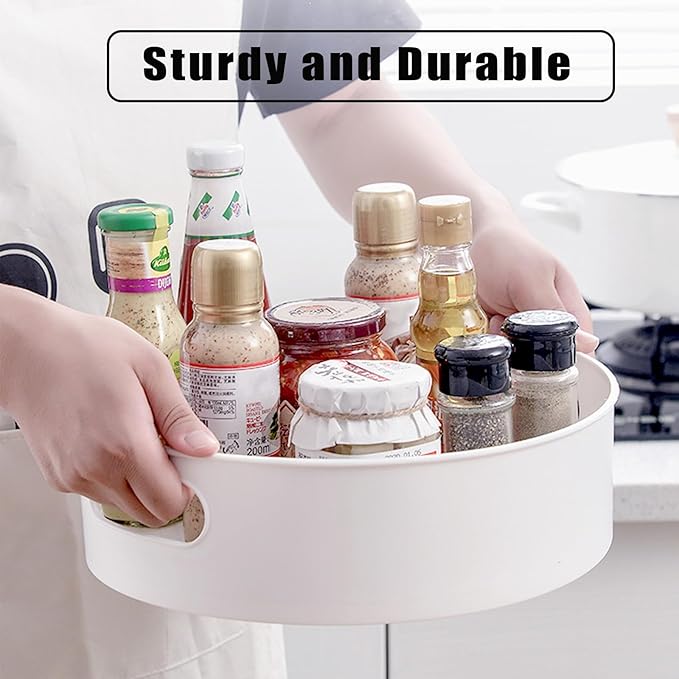INVODA Small Lazy Turntable Organizer - 360° Rotating BPA-Free Plastic Storage Tray for Kitchen Pantry, Fridge, Bathroom Cabinet, Under Sink, Spice Rack (8.66x2.75 Inches)