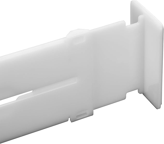 Simplify Adjustable Drawer Dividers | Set of 2 | Plastic Slotted Organizer | Bedroom Dresser | Kitchen & Office Supplies | White