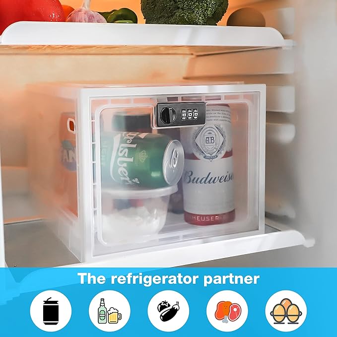 SANIDIKA Large Lockbox Medicine Lock Box - Refrigerator Lockable Boxes for Food Storage - Childproof First AID Locking Cabinet Pill Case Medical Organizer Bin - Mobile Tablet Locker Cell Phone Jail