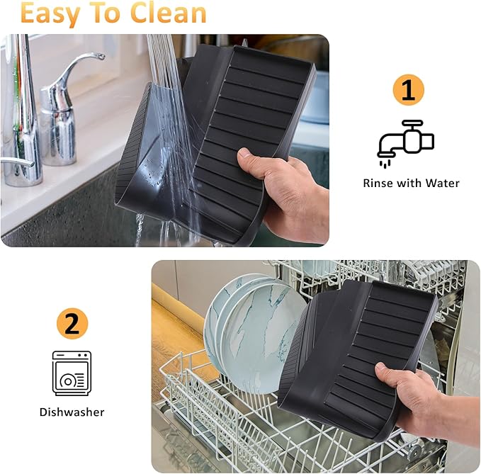 AyNirser Sink Edge Protector with Suction Cup 4"x24", Silicone Sink Splash Guard for Kitchen & Bathroom, Protect Countertop from Scratches, Stains, for Stainless Steel Granite Quartz-Black
