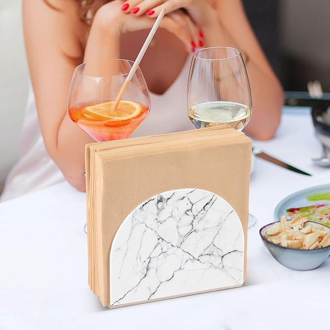White and Black Marble Napkin Holder for Table Paper Napkins Holder Acrylic Tissue Dispenser Kitchen Dining Room Bathroom Party Car Decor