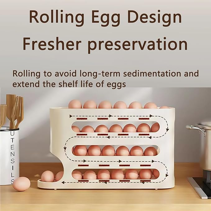 2PCS Stackable Refrigerator Egg Holder - 44 Count Durable Plastic Organizer, Space-Saving Storage Container with Easy Access for Fresh Eggs(transparent)