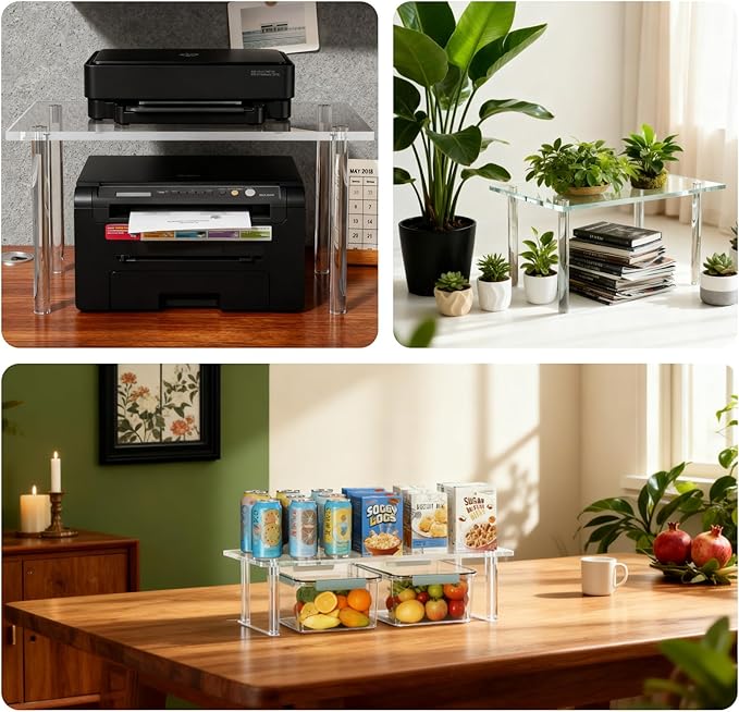 Extra Large 7mm Thick Acrylic Riser Plant Stand,Acrylic Shelf Riser for Plant Organizer,Cupboard Organizers,Perfume Organizer(1 Pcs,15.4×11.8×8in)
