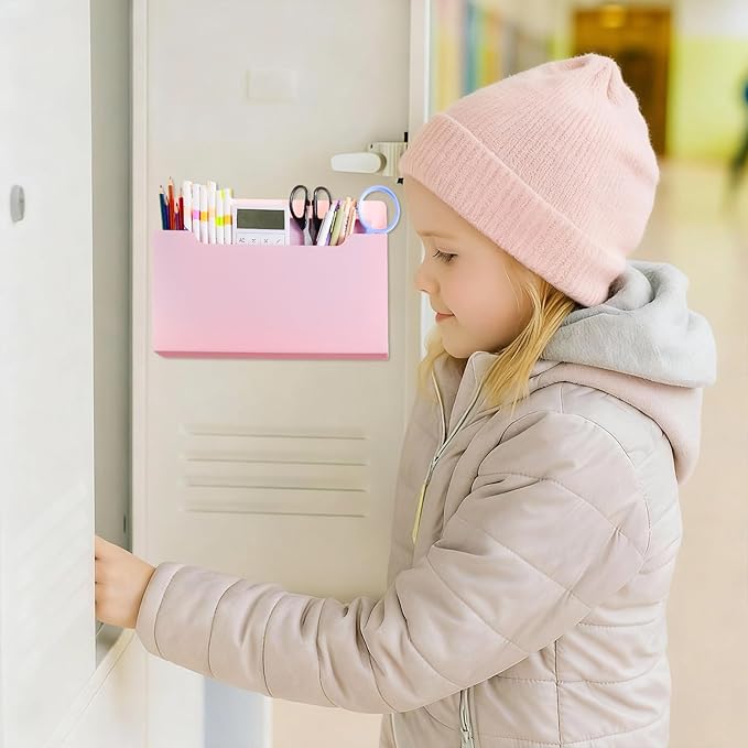 Fuutreo 6 Pcs Magnetic Wall File Organizer Magnetic Wall File Holder Refrigerator Magazine Holder for Mail Letters Paper(Rose Pink,8.3 x 13.8 Inch)