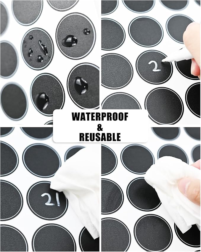 388 Pcs Spice Jar Labels Stickers Waterproof Preprinted Pantry Labels with Blank Label, Black & White Stickers for Kitchen Jars Food Containers Spice Organizers Storage Bins