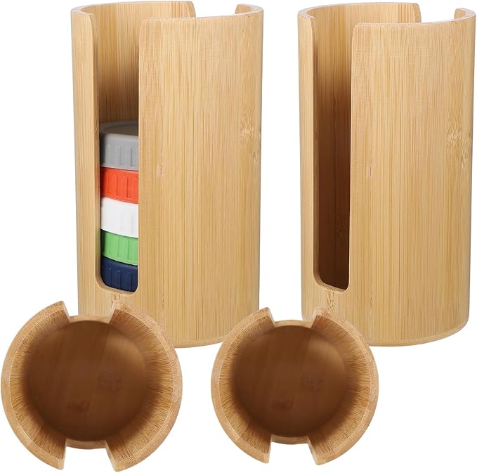 2 PCS Mason Jar Lid Organizer Vertical Bamboo Storage Cup Lid Holder Mason Jar Accessories Suitable for Canning Bamboo Lids for Home Kitchen
