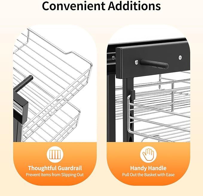Pull Out Corner Cabinet Organizer 4 Basket, Storage 11lbs Per Basket Adjustable Height Shelves, Blind Corner Kitchen Storage with Full Extension Slides for Pots Pans Cleaning Supplies