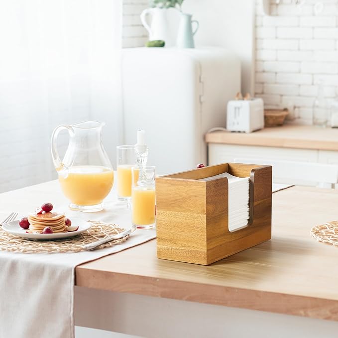 Paper Towel Dispenser Countertop, Acacia Wood Folded Paper Hand Towel Holder for Guest Bathroom, Commercial Tabletop Tissue Dispenser Tray for Multifold C-Fold, Z-Fold, Trifold, 10.31x3.94x6.3 Inches