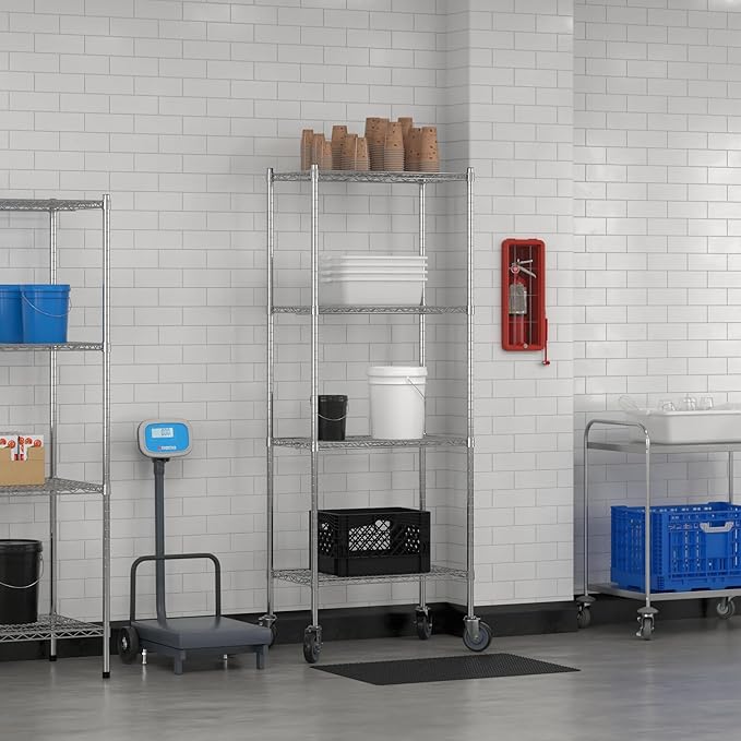 Commercial NSF Listed Chrome Mobile Wire Shelving Kit 18" x 30" x 80", with 4 Shelves Perfect for Warehouse, Walk-in Refrigerator, Freezer, Grocery Store, Restaurant, Dishroom