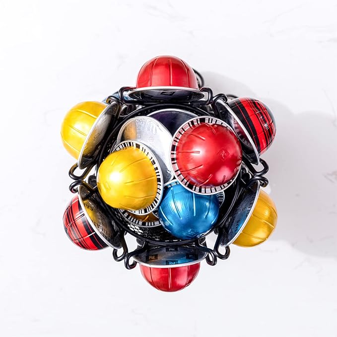 ZCDCP Nespresso Vertuo Pod Holder Carousel Stand - 360 Degree Storage for 60 Pods, Black Coffee Organizer