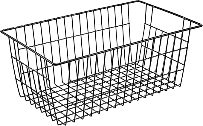 GEDLIRE 15.2" Metal Wire Baskets for Organizing 6 Pack, Household Pantry Storage Freezer Organizer Bins with Handles, Freezer Baskets for Upright Freezer, Refrigerators, Kitchen Cabinets, Black