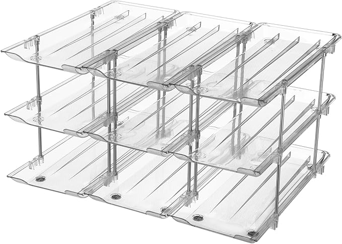 Can Organizer for Pantry, Clear 3-Tier Storage Rack, Stackable Beer and Beverage Can Holder, Transparent Can Dispenser, Flexible Modular Setup, Easy Installation