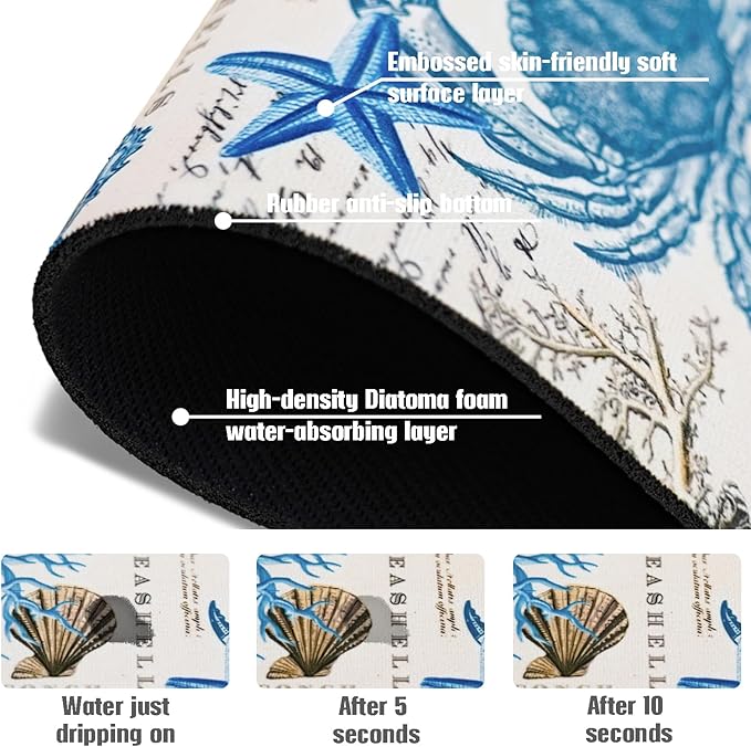 Sink Faucet Absorbing Mat, 2 Pack Drying Mat Around Faucet Sink Splash Guard Behind Faucet Sinkmat For Kitchen Bathroom Island Rv 24 * 5.5 Inch (60 * 14 cm)