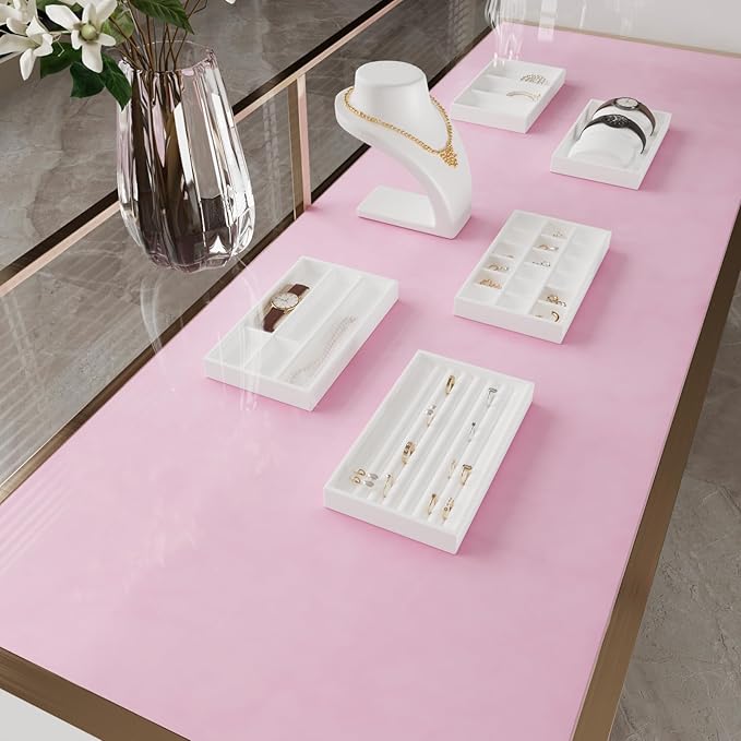 VaryPaper Self Adhesive Pink Velvet Drawer Liner 15.7" x 78.7" Soft Fabric Flocking Contact Paper for Cabinets Shelves Jewelry Box Liner Felt Lining Velvet Wallpaper Peel and Stick for Nursery Bedroom