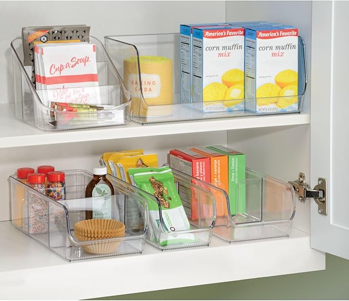iDesign Narrow Pantry Bin for Kitchen or Cabinet Storage - Set of 4 - Clear