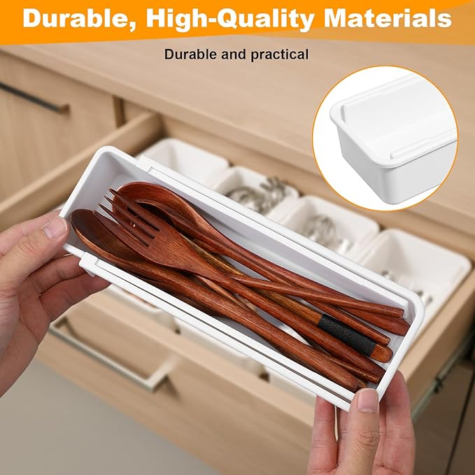4pcs white drawer organizer Expandable drawer dividers vanity Drawers Storage Tray Expandable drawers organizer trays Dividers to Organize and Store for Bedroom, Bathroom, Kitchen Utensils