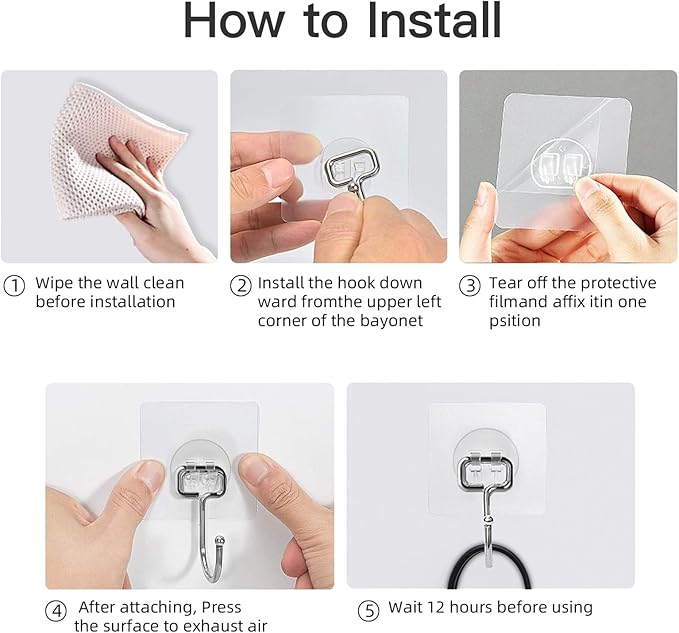 Strjobaili Large Adhesive Hooks for Hanging Heavy Duty 44 lb(Max) 30 Pack, 304 Stainless Steel Self Adhesive Sticky Hooks Waterproof Wall Hook for Home Bathroom Shower Kitchen Outdoor Utility Hook