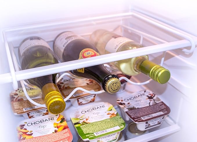 Sorbus® Fridge Wine Rack- Refrigerator Bottle Rack Holds 3 Bottles of Your Favorite Wine or Drink Universal Bottle Holder Will Fit Most Fridges