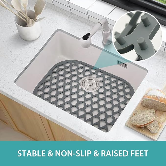 SAMSIER Sink Protectors for Kitchen Sink, Kitchen Sink Accessory - Silicone Mats Grid for Stainless Steel Strainer Bottom of Farmhouse Porcelain sinks (13”x11”, 2 Packs)