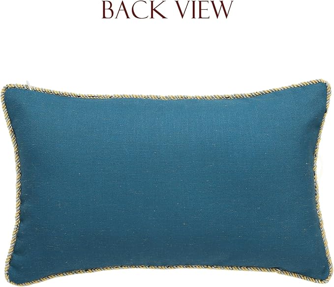 patdrea Designer Rectangle Throw Pillow Covers,Farmhouse Blue Linen with Birds Floral Pattern Pillow Cover,Decorative Lumbar Pillowcases Cushion for Bed Living Room Outdoor Car,12"x20"
