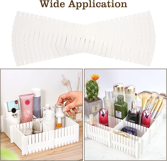 16Pcs Adjustable Drawer Divider, 14.6 Inch DIY Grid Drawer Organizer Dividers Plastic Kitchen Drawer Dividers,White Drawer Organizers for Sorting Underwear, Socks, Makeup, Cutlery