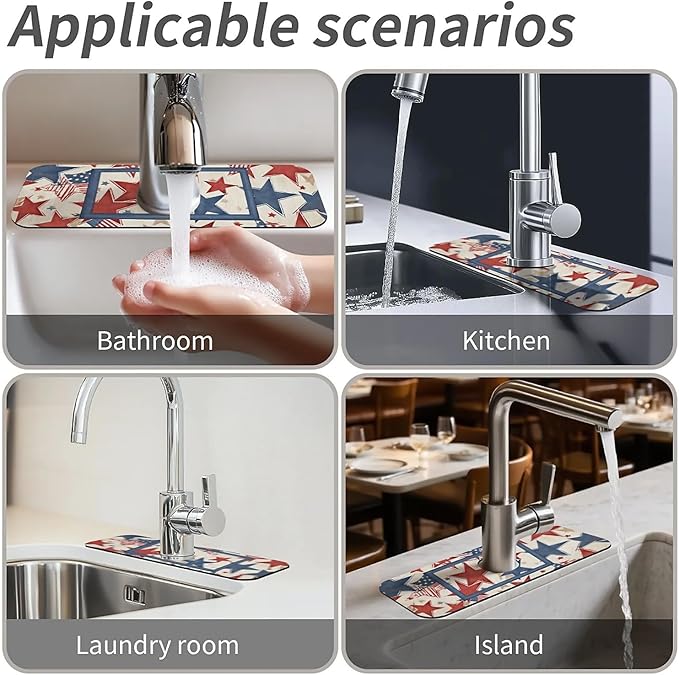 Kitchen Sink Splash Guard,Abstract stars Faucet Mat Sink Gadgets-Super Absorbent Fast Drying Mat Drip Catcher for Kitchen, Bathroom,Sink Mat, Dish Drying Mat, Bathroom(15" X 5.5" )