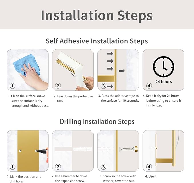 Paper Towel Holder Under Cabinet, Single Hand Operable Tearing Off Paper Towels with Damping Effect, Both Available in Adhesive and Screws, Stainless Steel (Gold)
