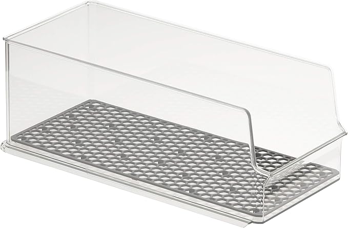 Spectrum Hexa in-Fridge Bin, Tall Holder Dispenser Rack for Storage and Organization, Holds Drink Cans, Meats, Produce, and More, Clear