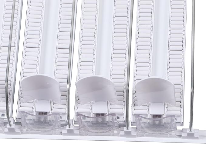 FLEXMAN Drink Organizer for Fridge, 6 Rows Adjustable Width Spring Loaded Drink Dispenser, Beverage Dispenser, Water Bottle Organizer for Soda, Beer, Wine, Sparkling Wine (White)