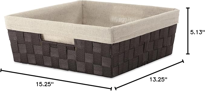 Whitmor Woven Strap Liner Shelf Tote, Espresso