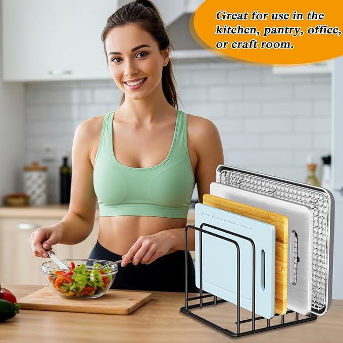 5-Tier Dish Rack & Cutting Board Organizer β 5-Tier Metal Rack for Cutting Boards, Bakeware, Trays β Space-Saving Kitchen Storage, Rust-Resistant Dish Organizer for Cabinets, Countertops & Pantry