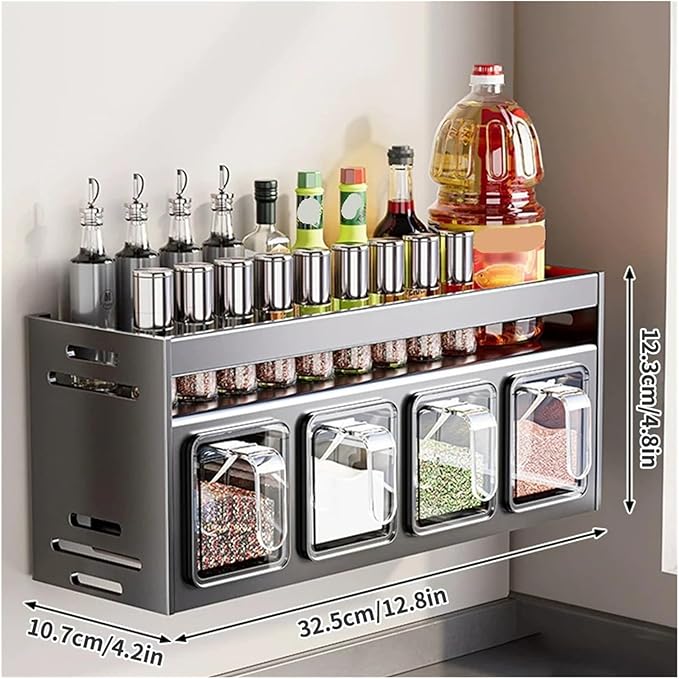 Spice shelf, 1 Equipped Kitchen Seasoning Shelf, No Drilling, Wall Hanging, Countertops, Cabinets, Multi-Functional Storage,kitchen