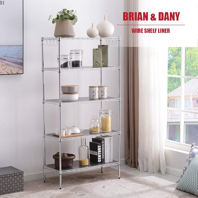 BRIAN & DANY Wire Shelf Liner 14" X 30", Set of 10, Heavy Duty Shelf Liners for Wire Shelving, Waterproof Protector Mats, Charcoal