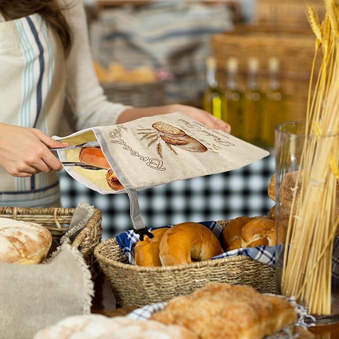 fufeisi Beeswax Bread Bags for Sourdough, 2 Pack Reusable Bread Bag for Storage XL 17x13 Inch, Large Linen Beeswax Bread Bags for Homemade Sourdough with 1 Linen Bowl Cover - Keep Fresh, Freezer Safe
