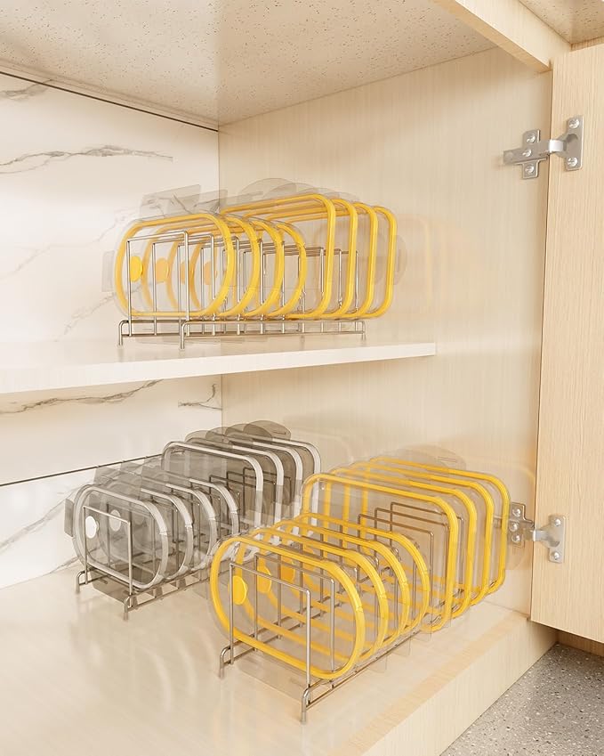 YQh 2 pieces,Kitchen Cabinet Organizer Rack for Cutting Boards, Bakeware, and Pan Storage, Stainless Steel