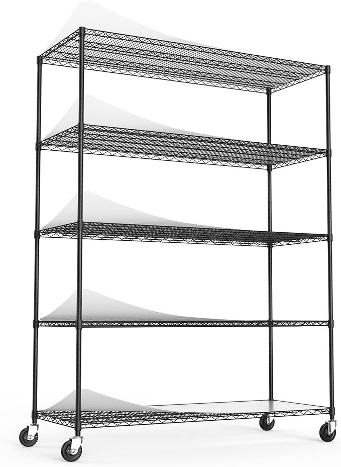 Ufurpie 5 Tier Wire Shelving Unit 7500lbs Capacity NSF Metal Shelf, Heavy Duty Adjustable Shelf Liners Storage Rack for Commercial Grade Utility Steel Rolling Shelving, 82" H X 60" L X 24" D