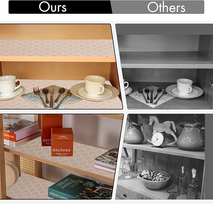 Cooyes Shelf and Drawer Liners for Kitchen Cabinets, Non Adhesive Cabinet Liner, EVA Waterproof Durable Non-Slip Drawer Mats for Shelves, Fridge, Storage, Kitchen Cupboards – Modern Pattern